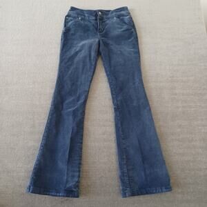 Y2K Guess Corduroy Pants Womens 26 Blue Flared Leg Stretch Low Rise Spice Girls
